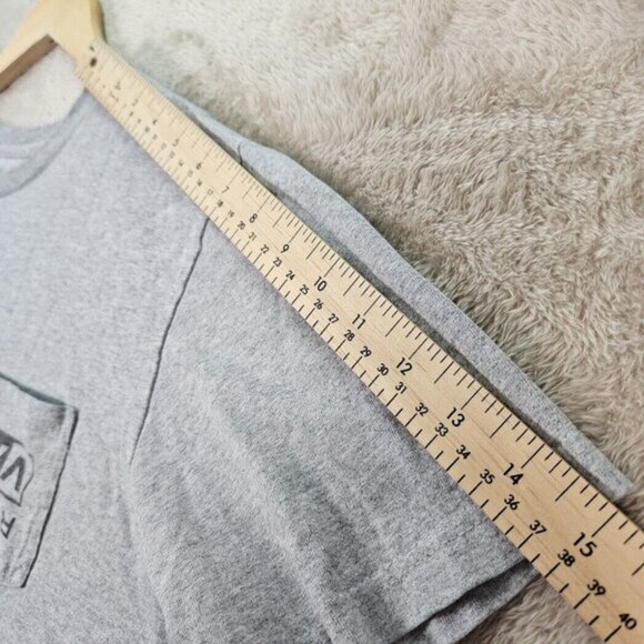 RVCA Industrial Tee Gray T-Shirt Pocket Logo Short Sleeve Casual Outdoor Mens L - Picture 7 of 10